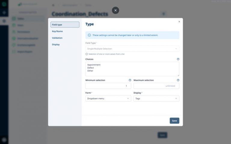 Easy configuration of a multiselection data field (Backend)